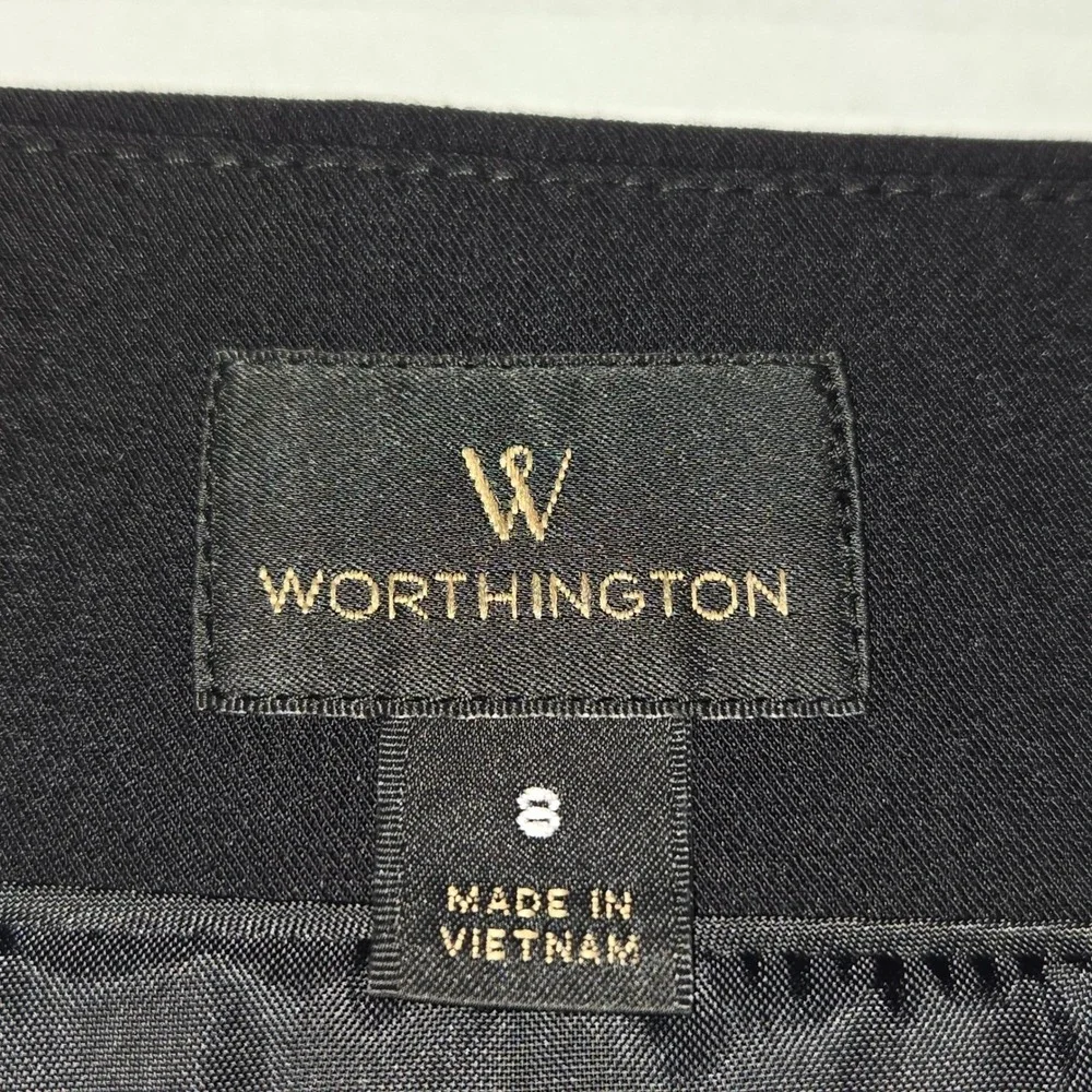 Worthington Black Pencil Skirt Lace Up Side Slit Midi‎ Size 8 Business Casual